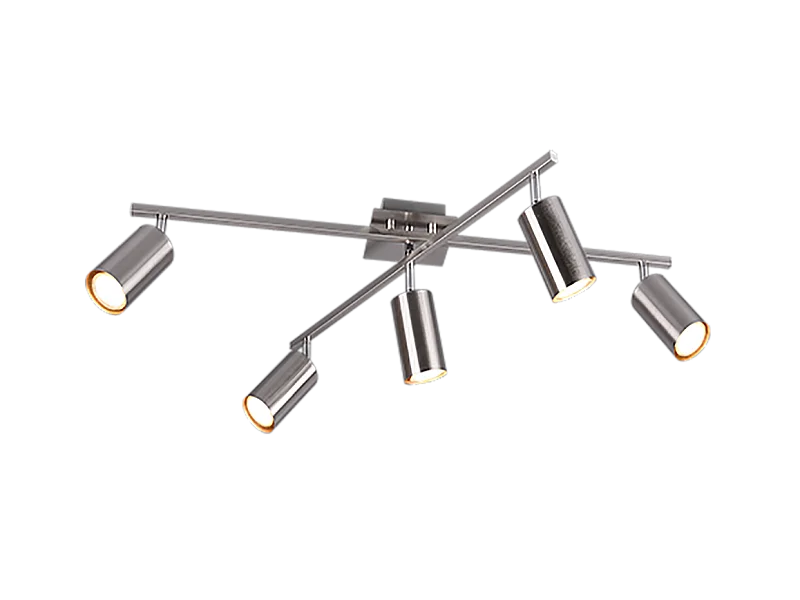 Plafoniera 5 luci, metallo, nichel opaco, 77,4x22,4x57,4 cm, Marley