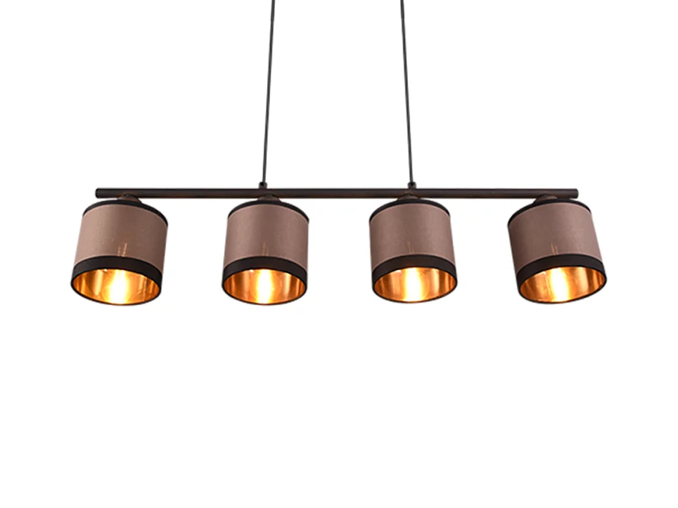 Lampada a sospensione 4 luci, metallo, nero opaco, 75x150x12 cm, Davos
