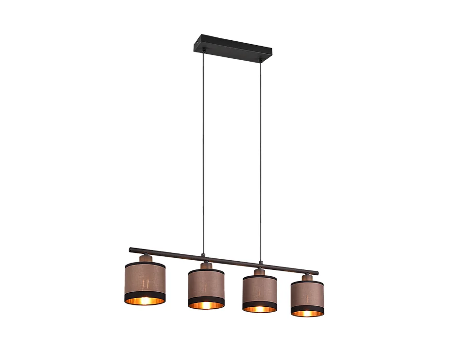 Lampada a sospensione 4 luci, metallo, nero opaco, 75x150x12 cm, Davos