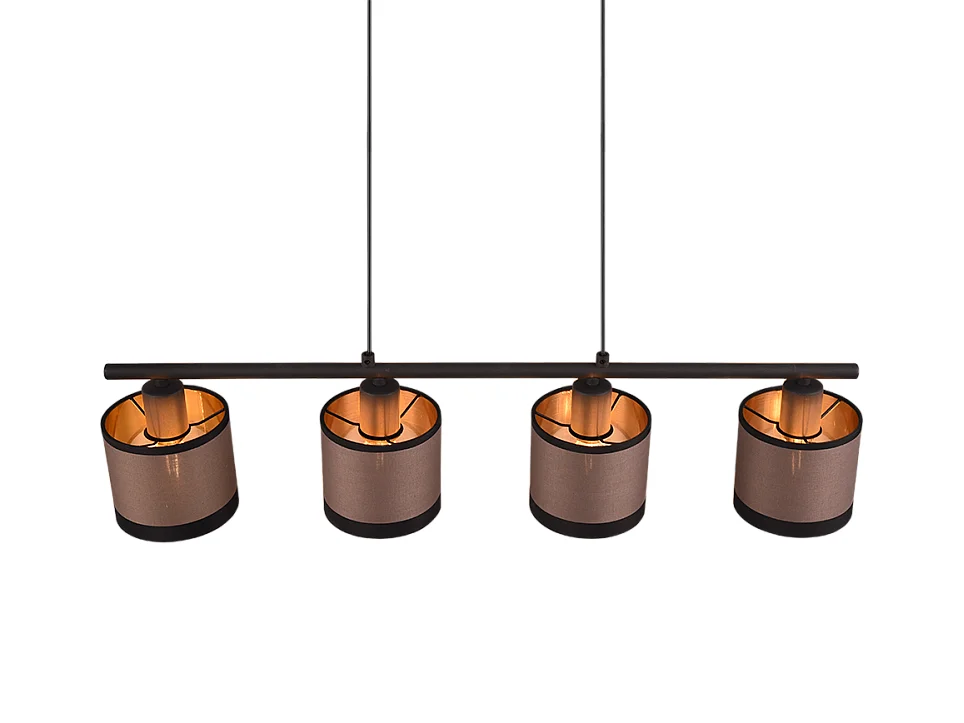 Lampada a sospensione 4 luci, metallo, nero opaco, 75x150x12 cm, Davos