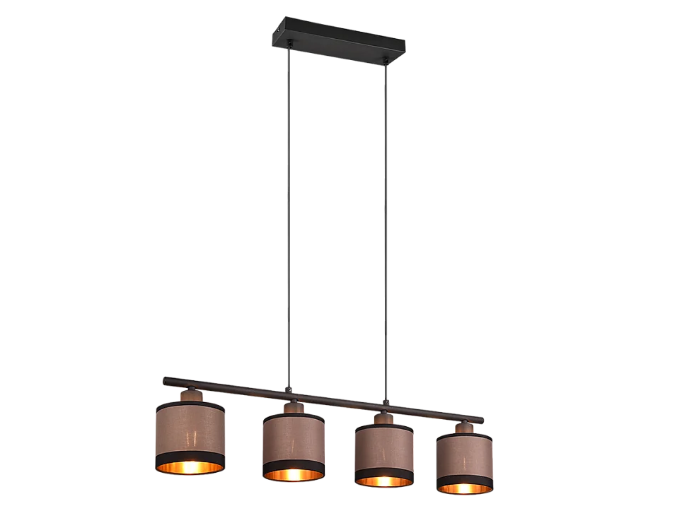 Lampada a sospensione 4 luci, metallo, nero opaco, 75x150x12 cm, Davos