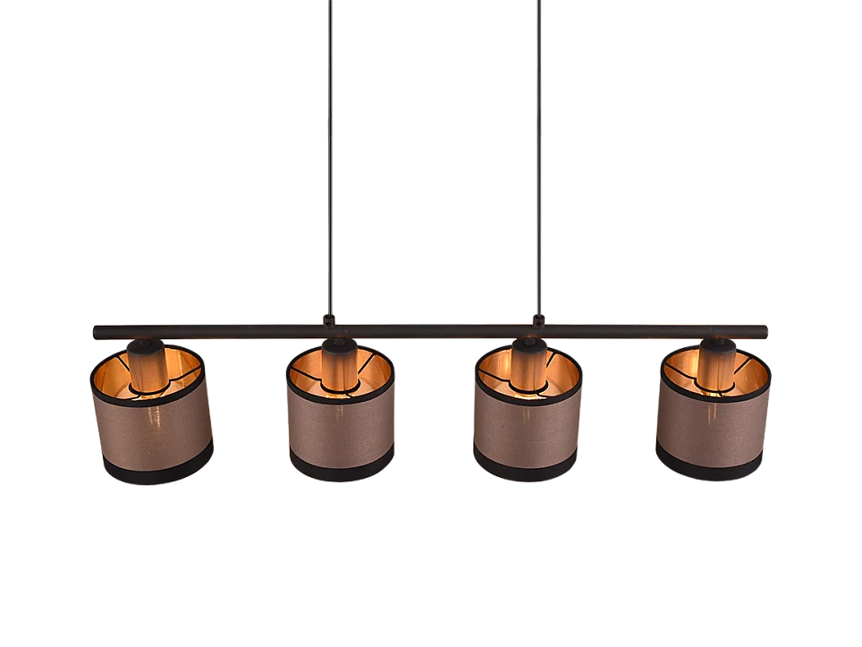 Lampada a sospensione 4 luci, metallo, nero opaco, 75x150x12 cm, Davos