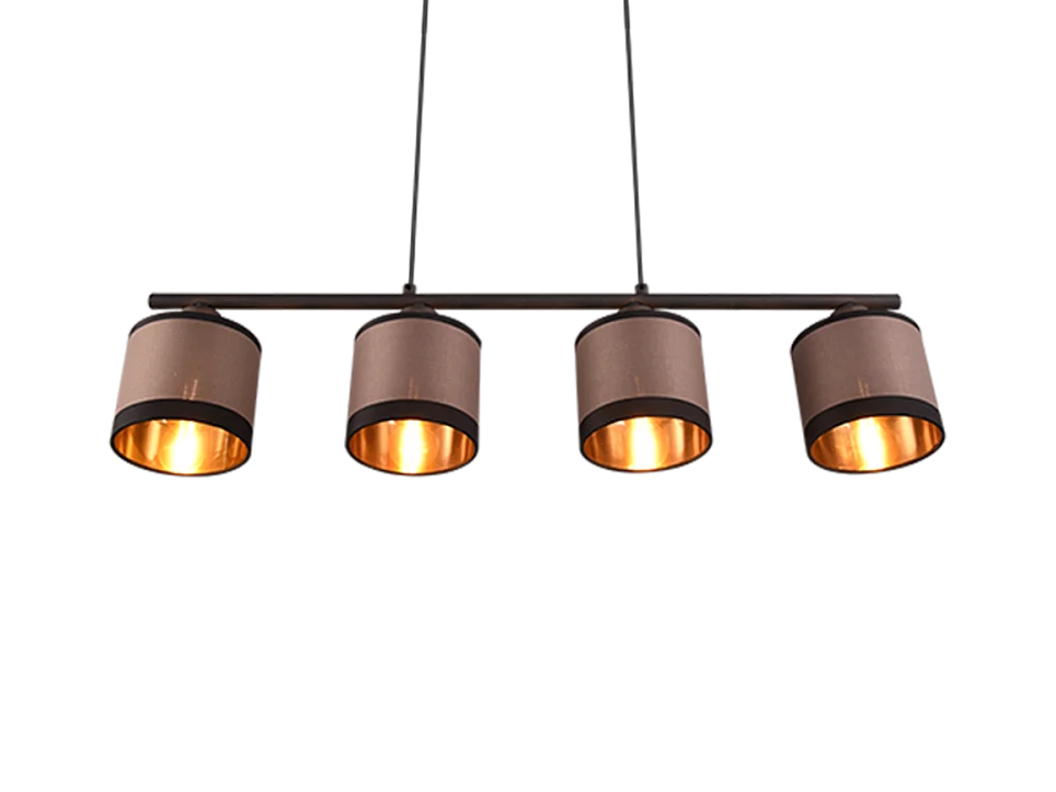 Lampada a sospensione 4 luci, metallo, nero opaco, 75x150x12 cm, Davos