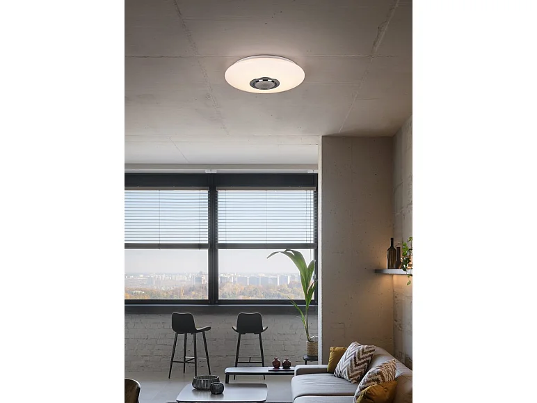 Plafoniera LED, plastica, bianco, 41x8,5x41 cm, Musica