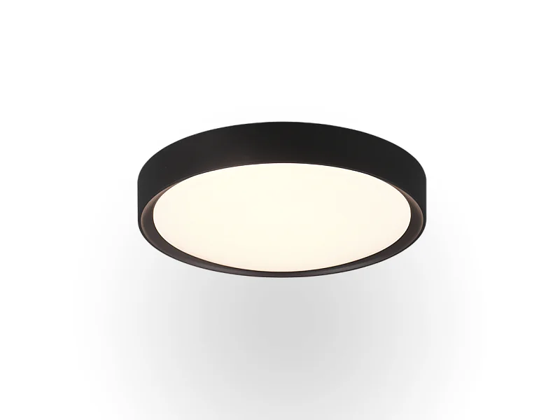 Plafoniera LED, plastica, nero opaco, 33x9x33 cm, Clarimo