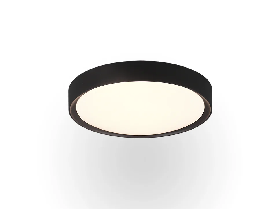 Plafoniera LED, plastica, nero opaco, 33x9x33 cm, Clarimo
