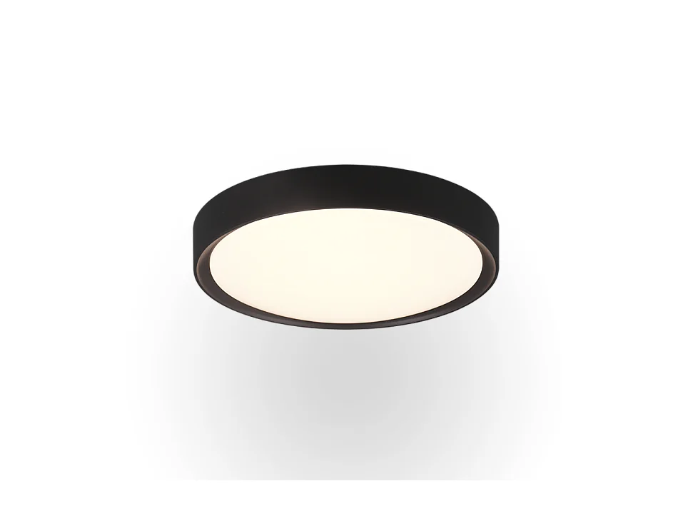 Plafoniera LED, plastica, nero opaco, 33x9x33 cm, Clarimo