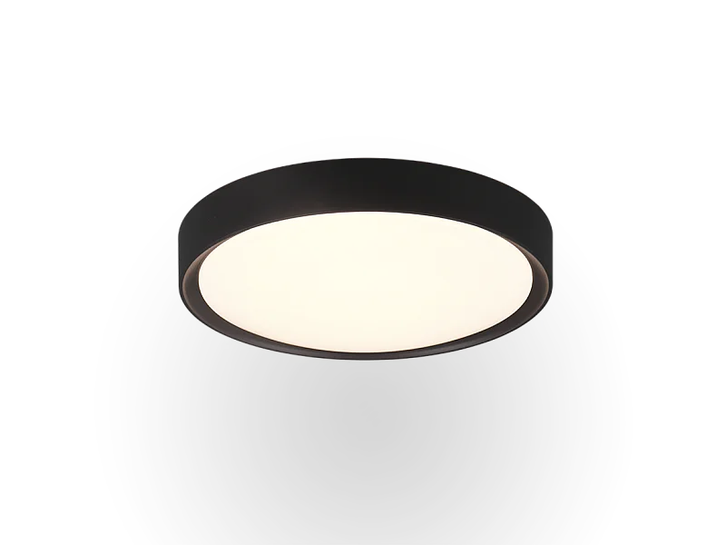 Plafoniera LED, plastica, nero opaco, 33x9x33 cm, Clarimo