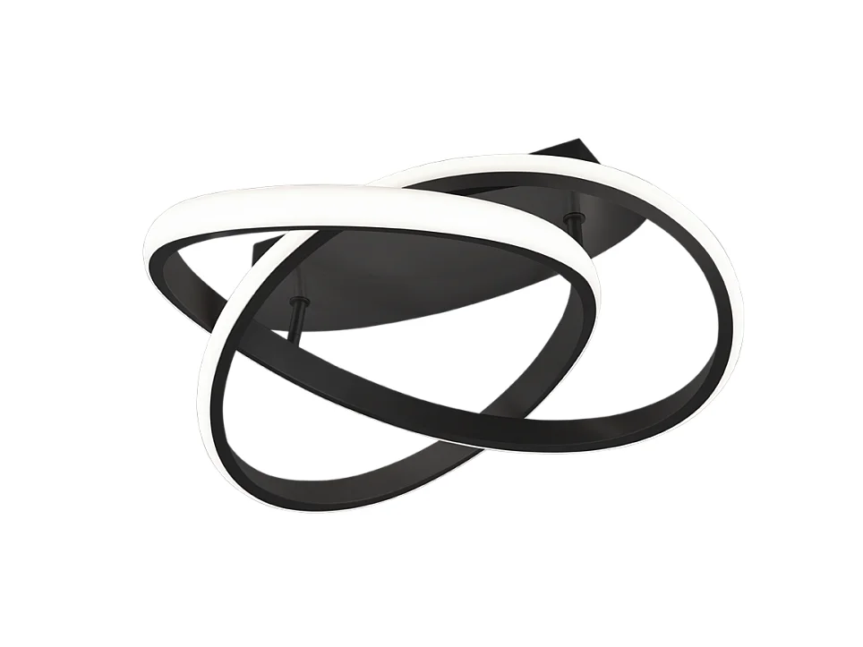 Plafoniera LED, metallo, nero opaco, 45x18,8x45 cm, Course