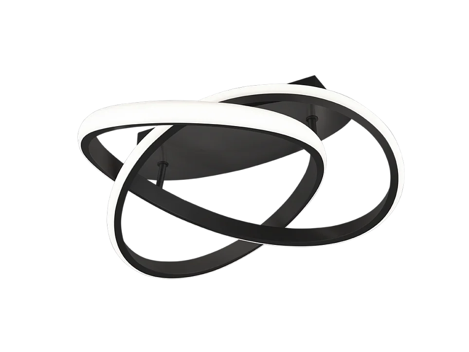 Plafoniera LED, metallo, nero opaco, 45x18,8x45 cm, Course