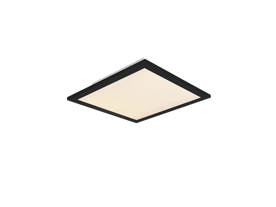 Plafoniera LED, metallo, nero opaco, 29,5x5x29,5 cm, Alpha