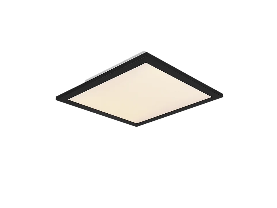 Plafoniera LED, metallo, nero opaco, 29,5x5x29,5 cm, Alpha