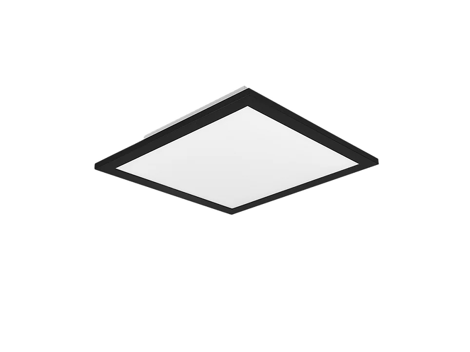Plafoniera LED, metallo, nero opaco, 29,5x5x29,5 cm, Alpha