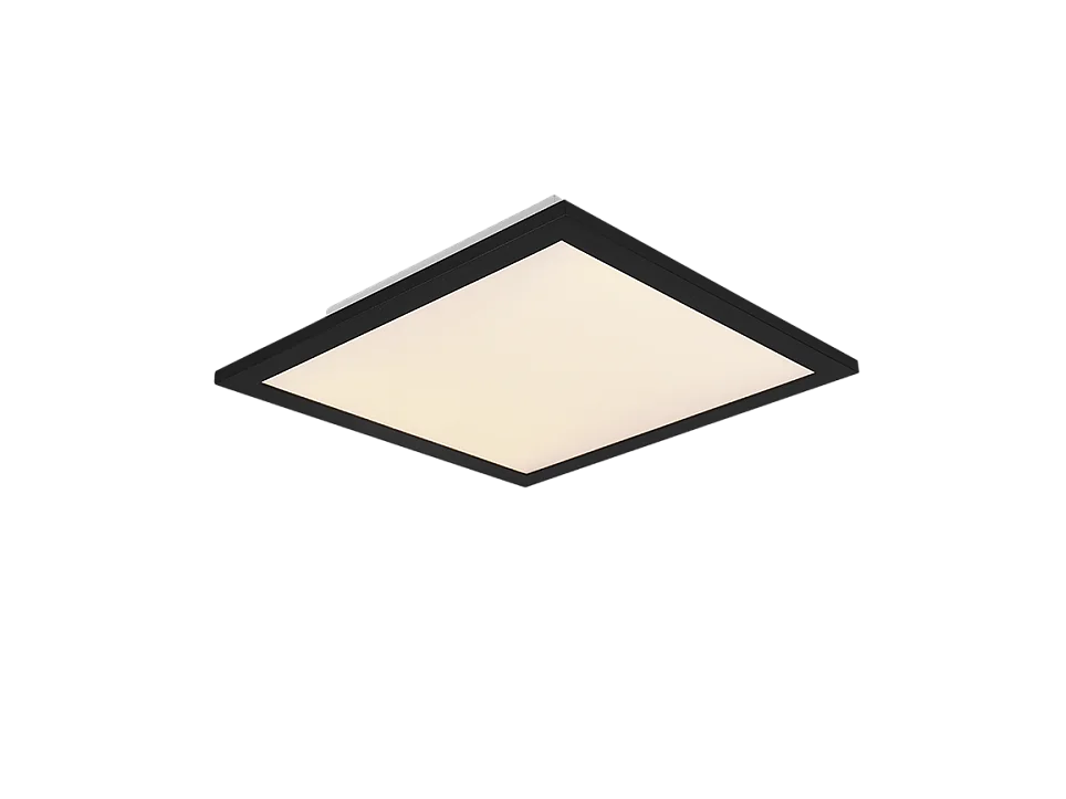 Plafoniera LED, metallo, nero opaco, 29,5x5x29,5 cm, Alpha
