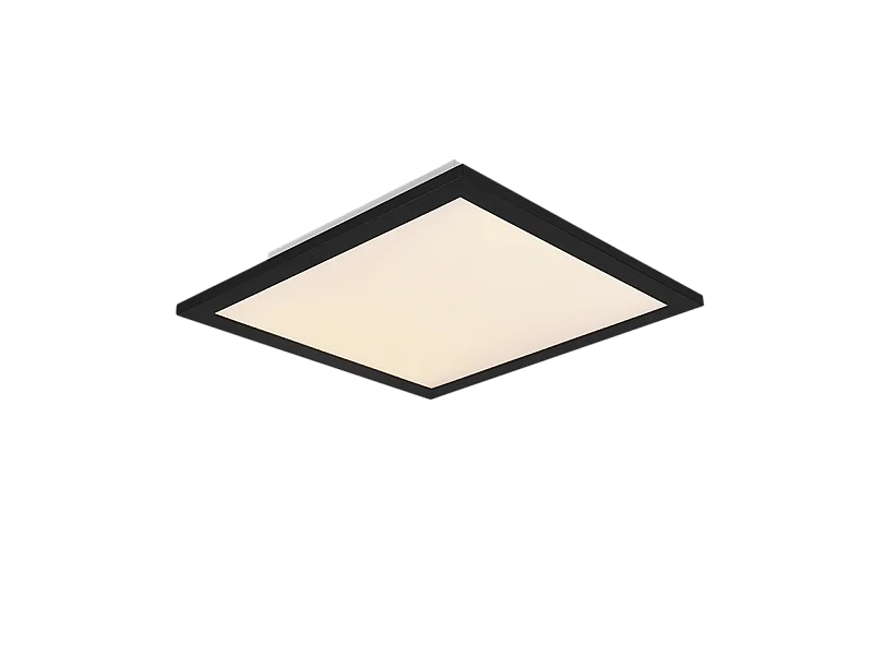 Plafoniera LED, metallo, nero opaco, 29,5x5x29,5 cm, Alpha