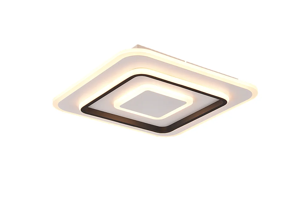 Plafoniera LED, metallo, bianco opaco, 39,5x6,5x39,5 cm, Jora