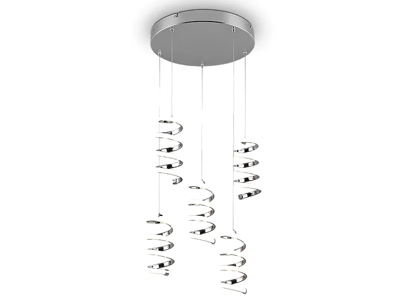 Lampada a sospensione LED 5 luci, metallo, cromo, 45x150x45 cm, Laola