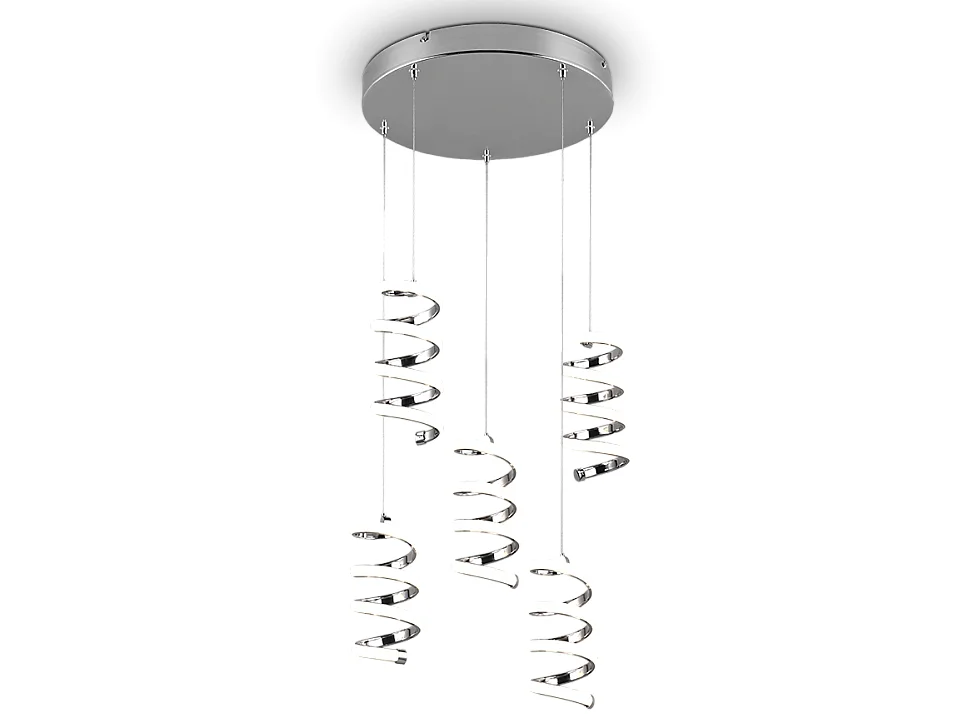 Lampada a sospensione LED 5 luci, metallo, cromo, 45x150x45 cm, Laola