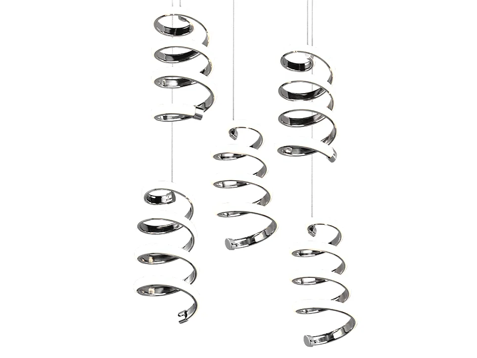 Lampada a sospensione LED 5 luci, metallo, cromo, 45x150x45 cm, Laola