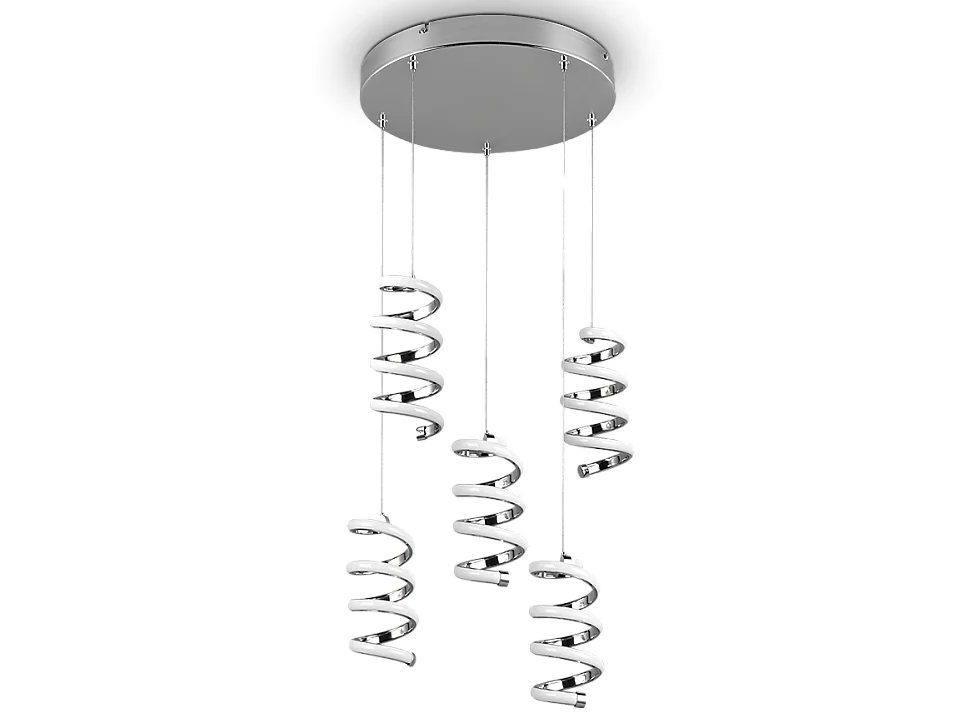 Lampada a sospensione LED 5 luci, metallo, cromo, 45x150x45 cm, Laola