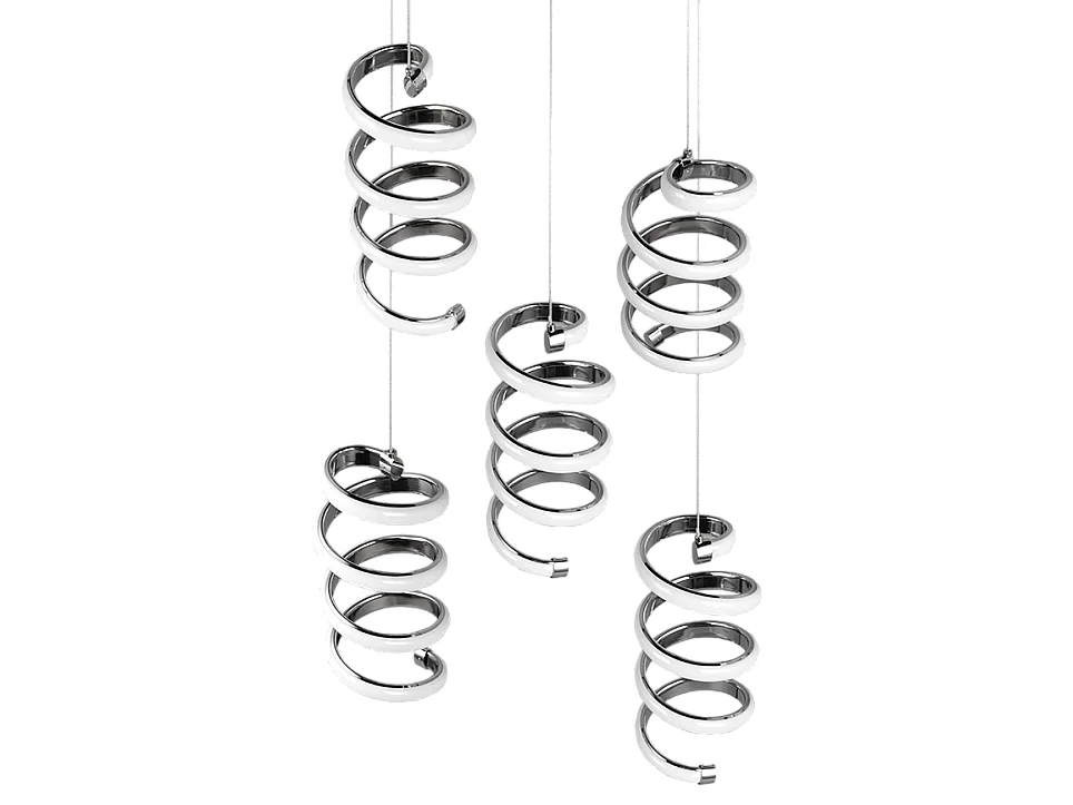 Lampada a sospensione LED 5 luci, metallo, cromo, 45x150x45 cm, Laola