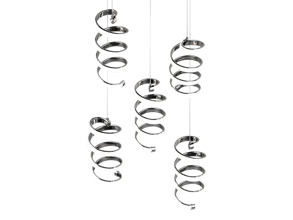 Lampada a sospensione LED 5 luci, metallo, cromo, 45x150x45 cm, Laola