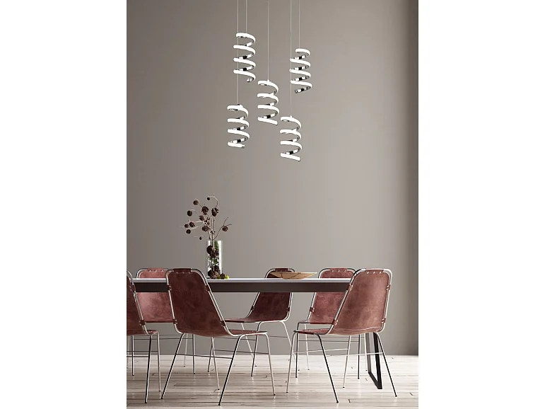 Lampada a sospensione LED 5 luci, metallo, cromo, 45x150x45 cm, Laola