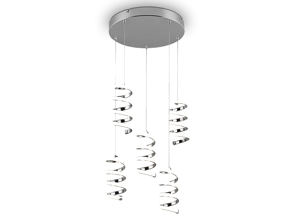 Lampada a sospensione LED 5 luci, metallo, cromo, 45x150x45 cm, Laola