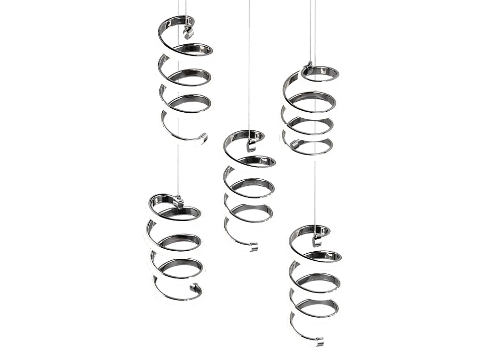 Lampada a sospensione LED 5 luci, metallo, cromo, 45x150x45 cm, Laola