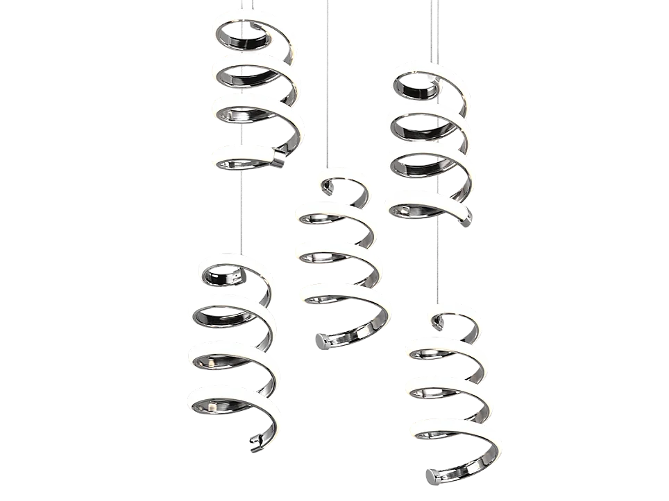 Lampada a sospensione LED 5 luci, metallo, cromo, 45x150x45 cm, Laola