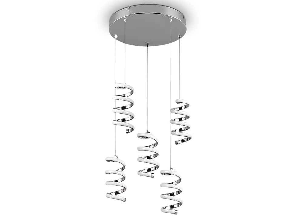 Lampada a sospensione LED 5 luci, metallo, cromo, 45x150x45 cm, Laola