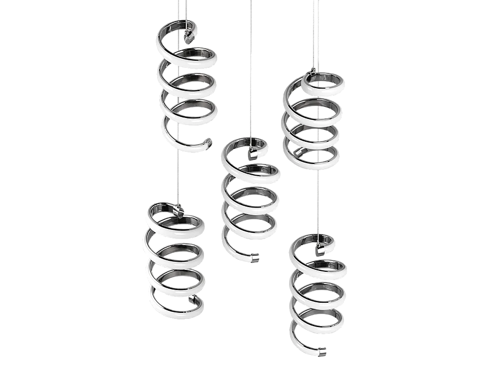 Lampada a sospensione LED 5 luci, metallo, cromo, 45x150x45 cm, Laola