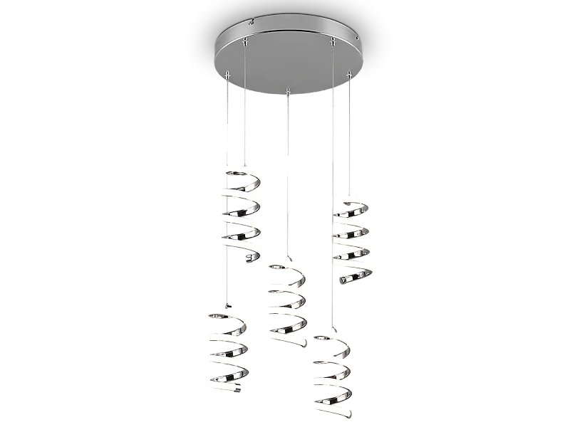 Lampada a sospensione LED 5 luci, metallo, cromo, 45x150x45 cm, Laola