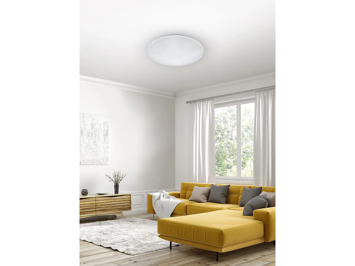 Plafoniera LED, plastica, bianco, 60x12x60 cm, Kato