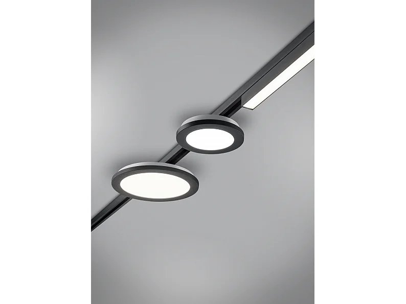 Plafoniera LED, plastica, nero opaco, 26x2,7x26 cm, Duoline