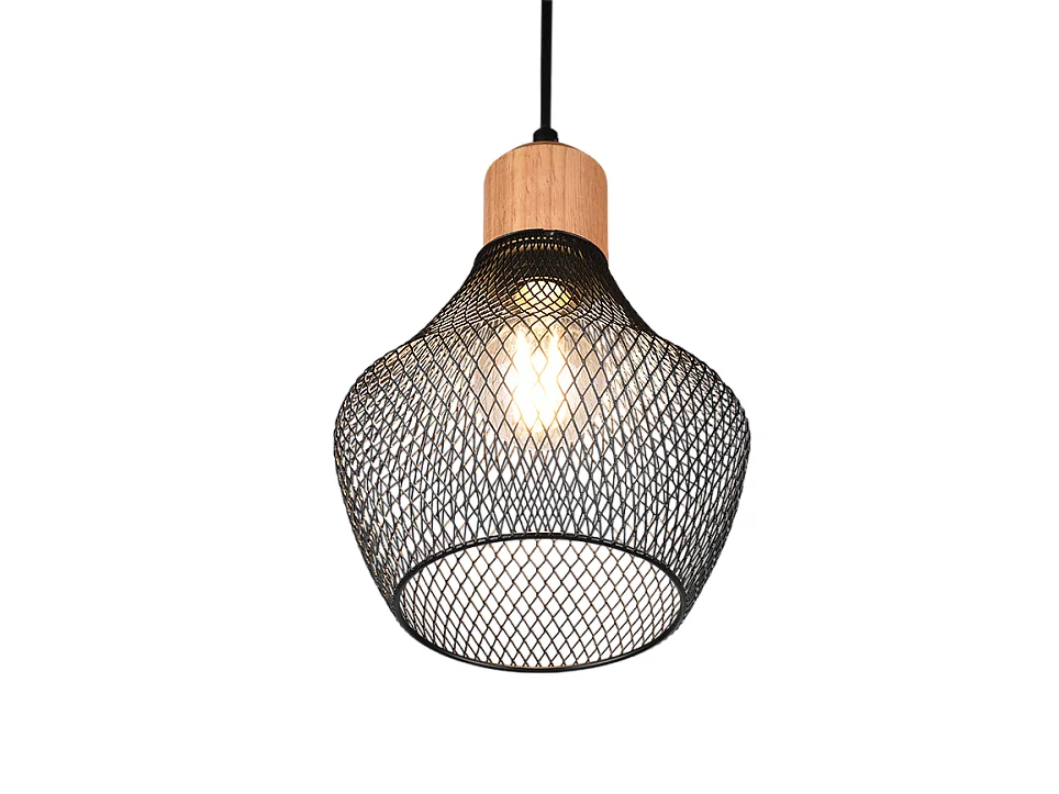 Lampada a sospensione, metallo, nero opaco, 18x150x18 cm, Valeria