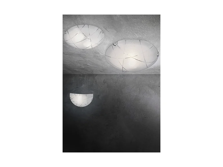 Plafoniera, vetro, bianco, 30x9x30 cm, Sandrina