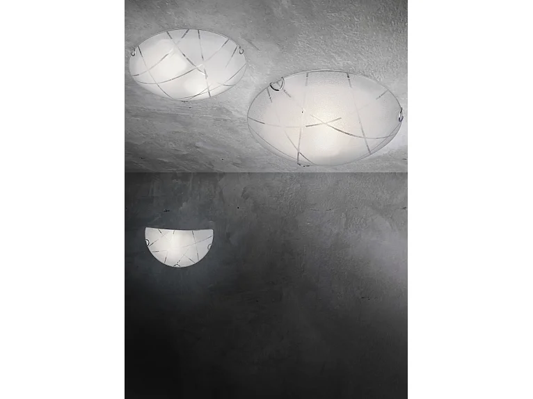 Plafoniera, vetro, bianco, 30x9x30 cm, Sandrina