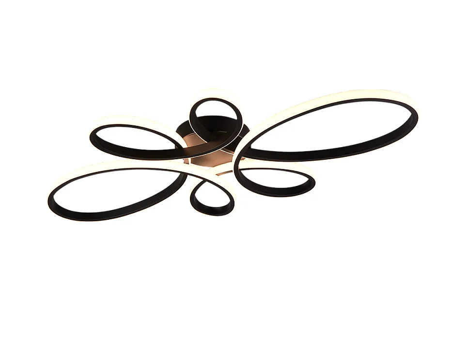 Plafoniera LED, metallo, nero opaco, 83x7,5x45,5 cm, Fly