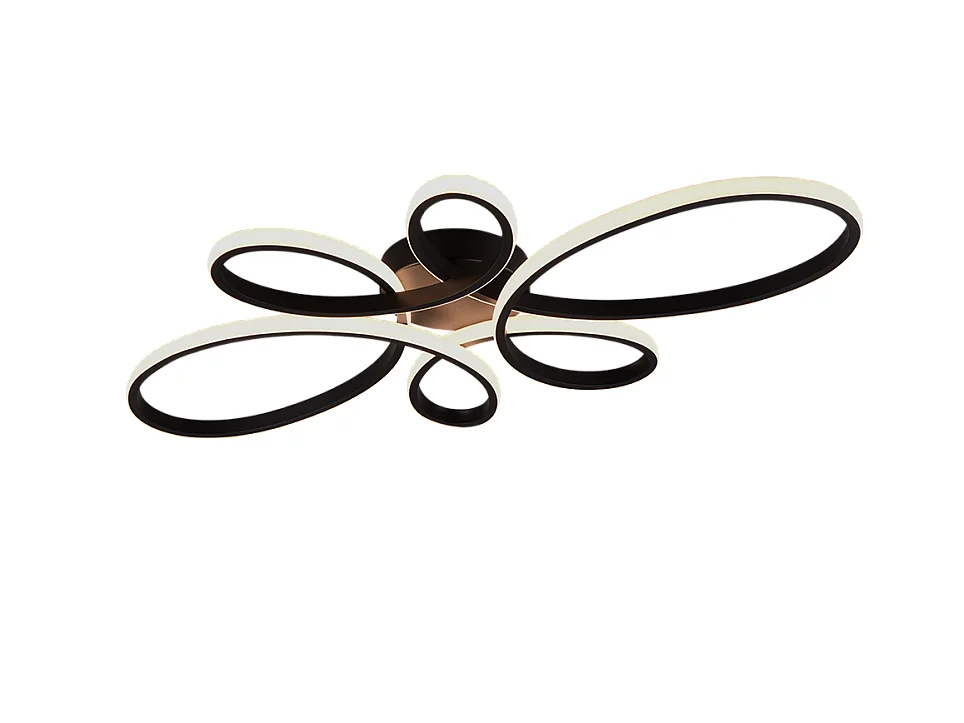 Plafoniera LED, metallo, nero opaco, 83x7,5x45,5 cm, Fly