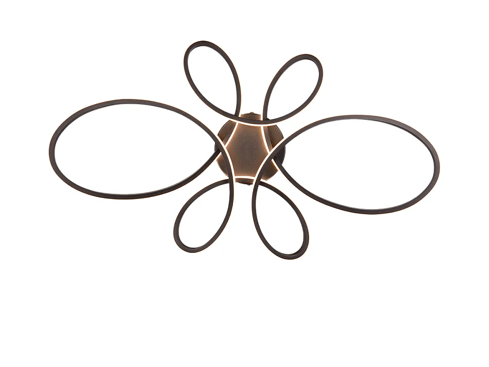 Plafoniera LED, metallo, nero opaco, 83x7,5x45,5 cm, Fly