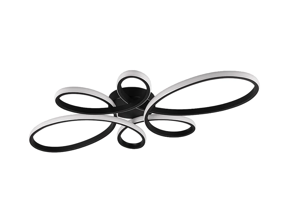 Plafoniera LED, metallo, nero opaco, 83x7,5x45,5 cm, Fly