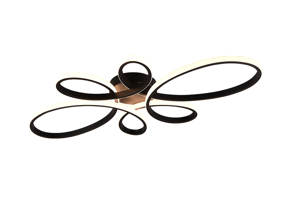 Plafoniera LED, metallo, nero opaco, 83x7,5x45,5 cm, Fly