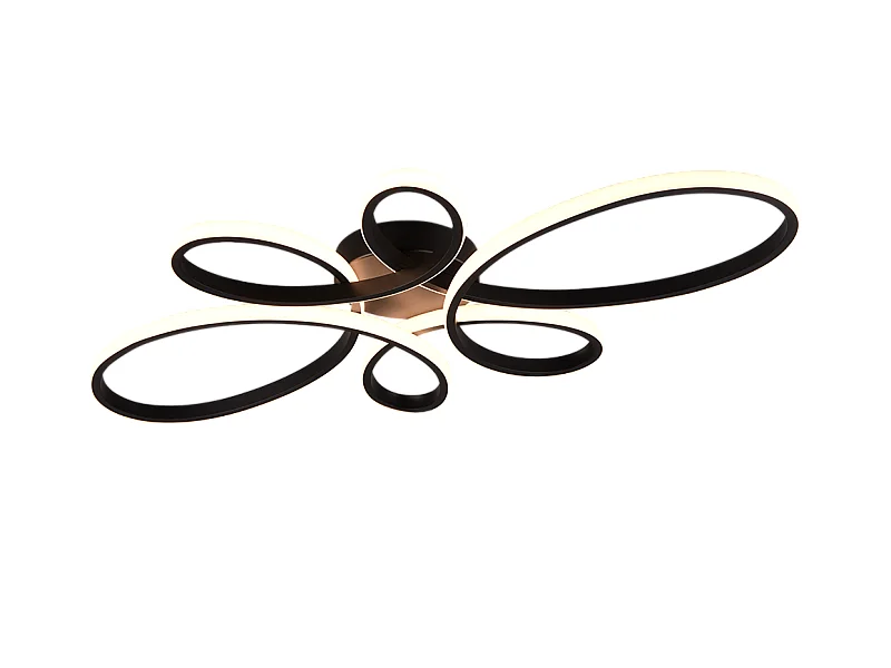 Plafoniera LED, metallo, nero opaco, 83x7,5x45,5 cm, Fly