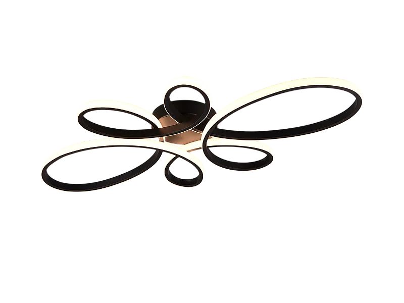 Plafoniera LED, metallo, nero opaco, 83x7,5x45,5 cm, Fly