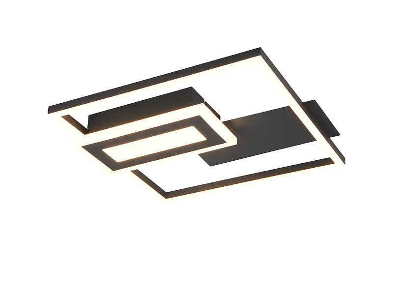 Plafoniera LED, metallo, nero opaco, 33x4,5x30 cm, Spiro