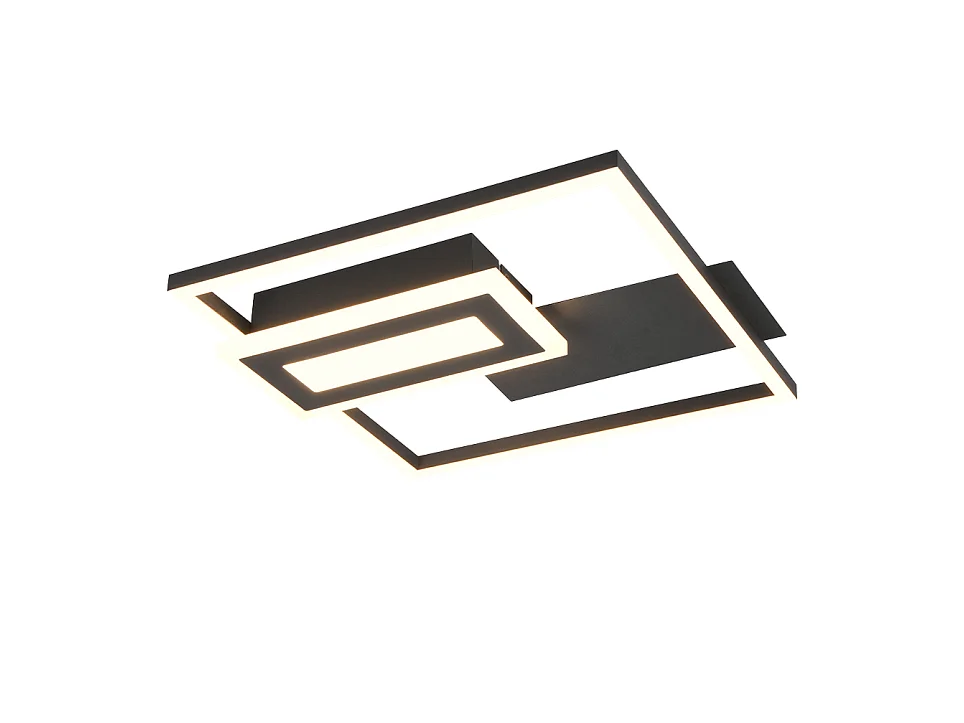 Plafoniera LED, metallo, nero opaco, 33x4,5x30 cm, Spiro