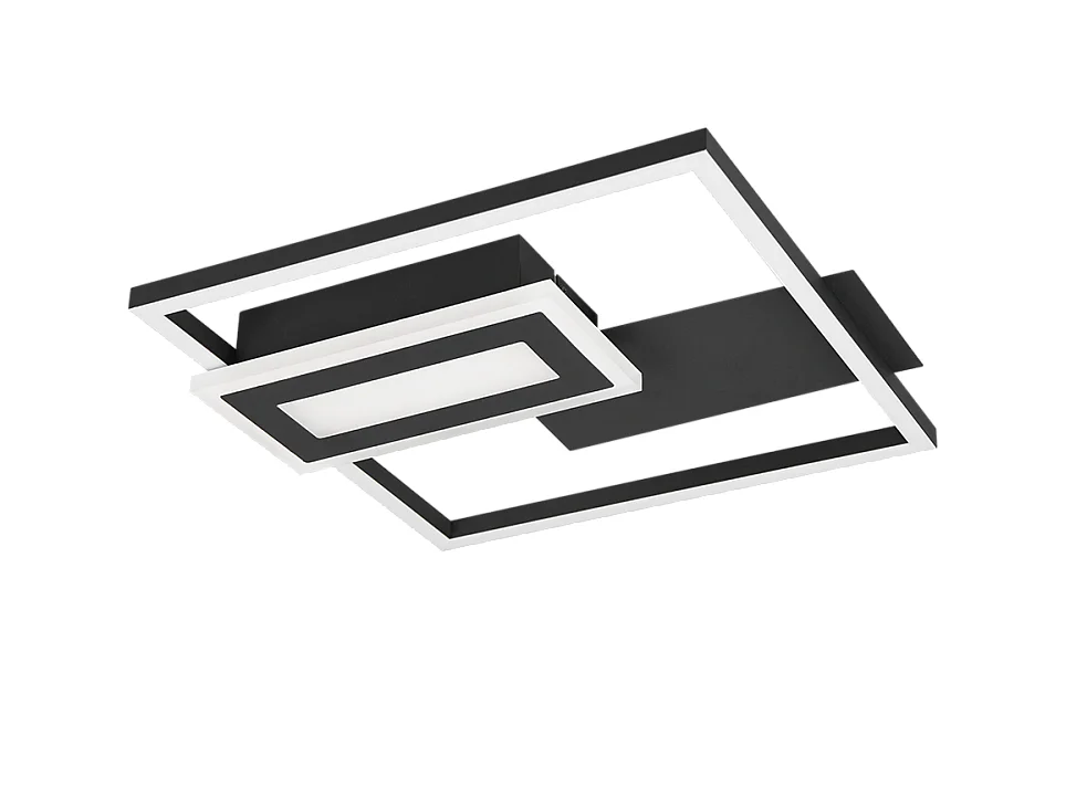 Plafoniera LED, metallo, nero opaco, 33x4,5x30 cm, Spiro