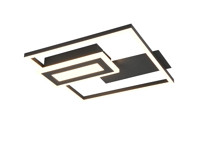 Plafoniera LED, metallo, nero opaco, 33x4,5x30 cm, Spiro