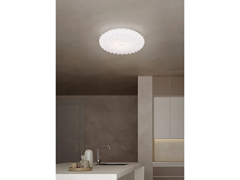 Plafoniera LED, plastica, bianco, 38x7x38 cm, Ataris